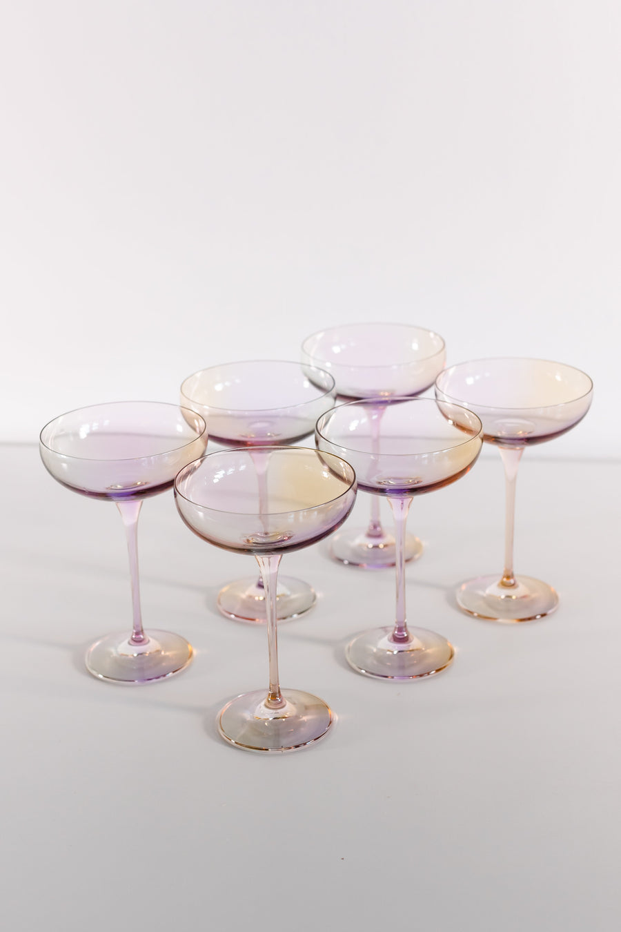 Colored Champagne Coupe Stemware - Set of 6 {Iridescent}.
