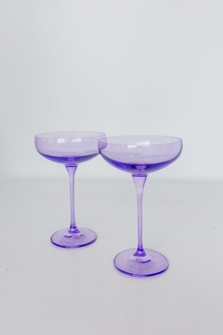 Colored Champagne Coupe Stemware - Set of 2 {Lavender}.
