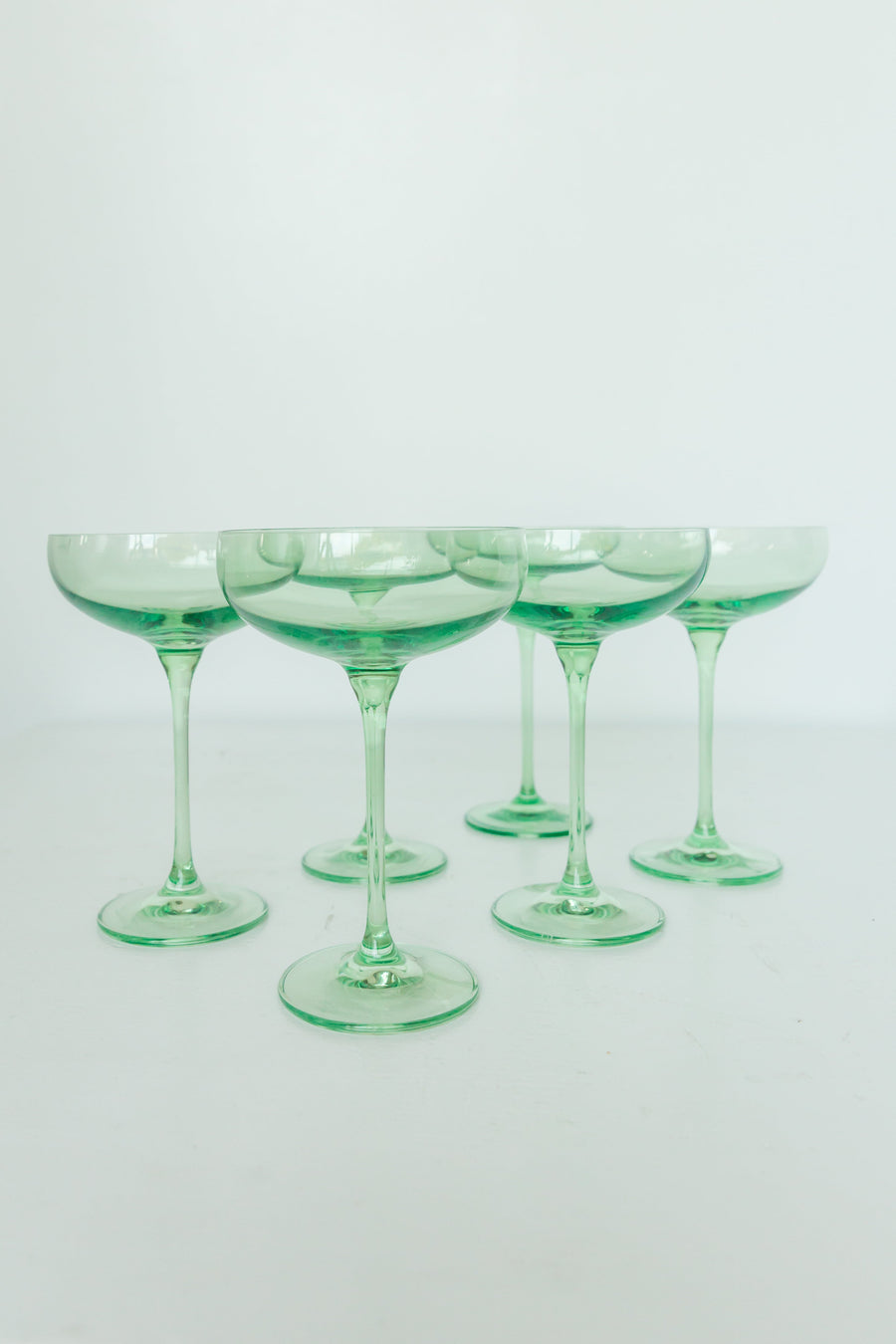 Colored Champagne Coupe Stemware - Set of 6 {Mint Green}.