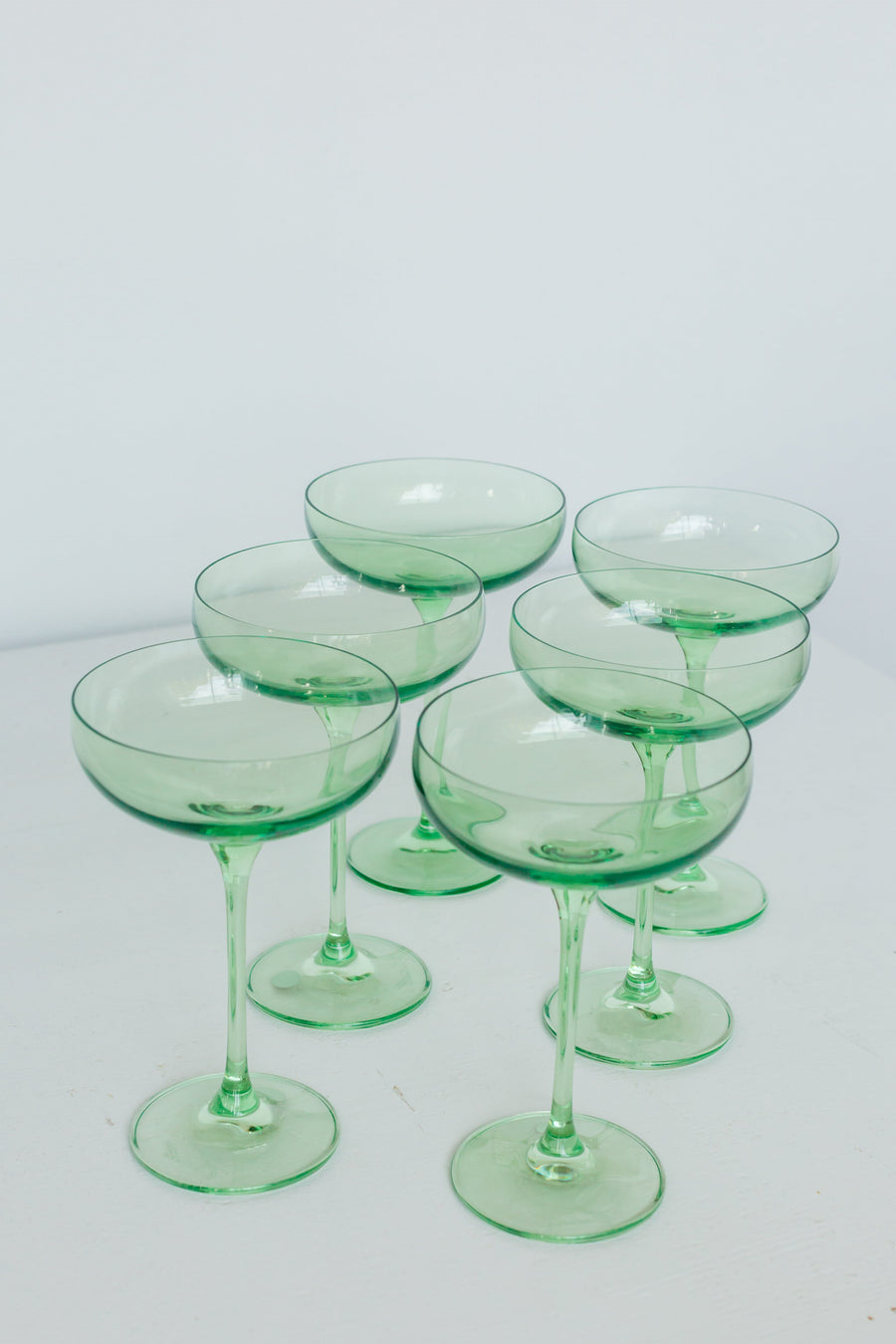 Colored Champagne Coupe Stemware - Set of 6 {Mint Green}.