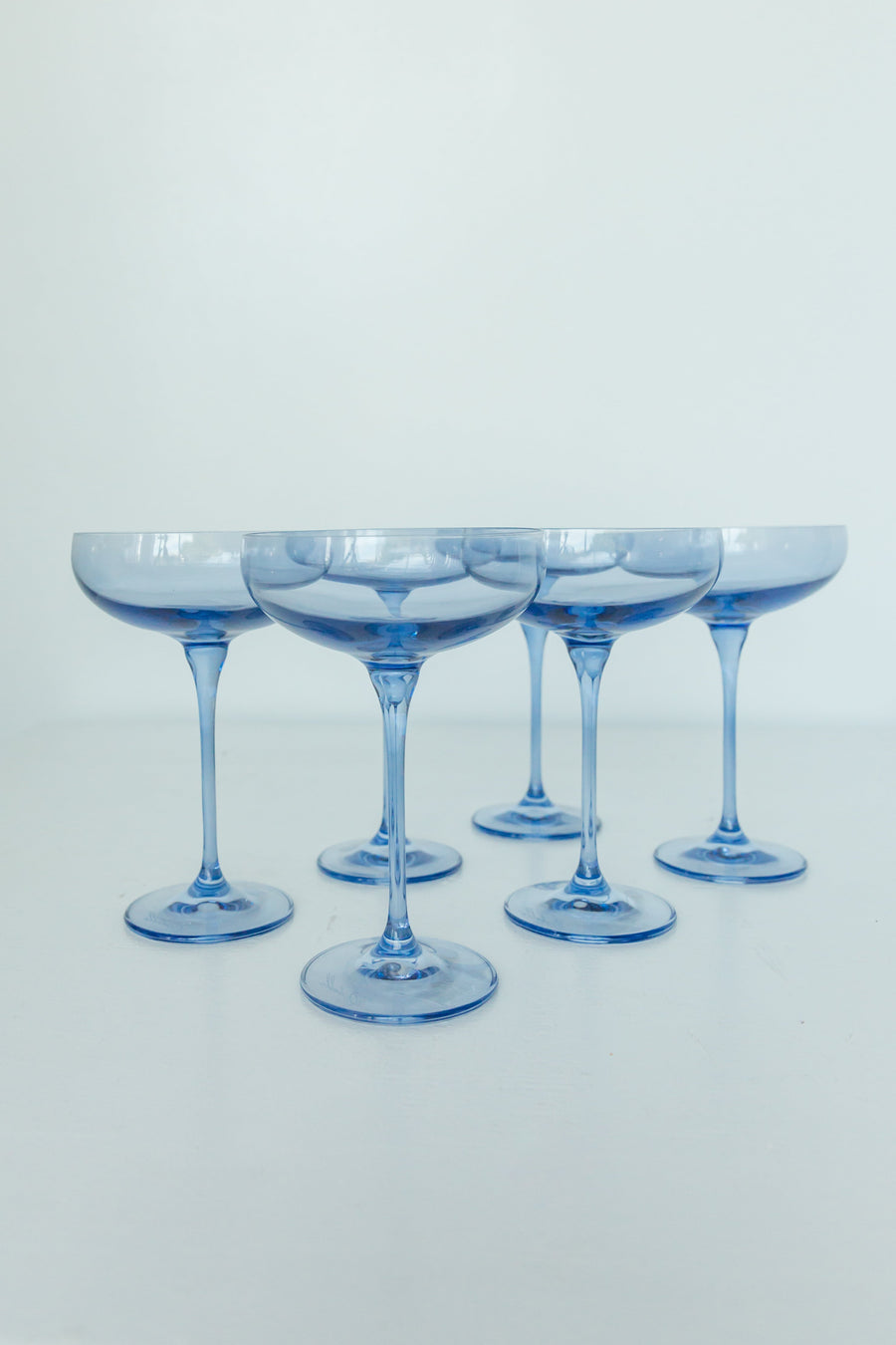 Colored Champagne Coupe Stemware - Set of 6 {Cobalt Blue}.