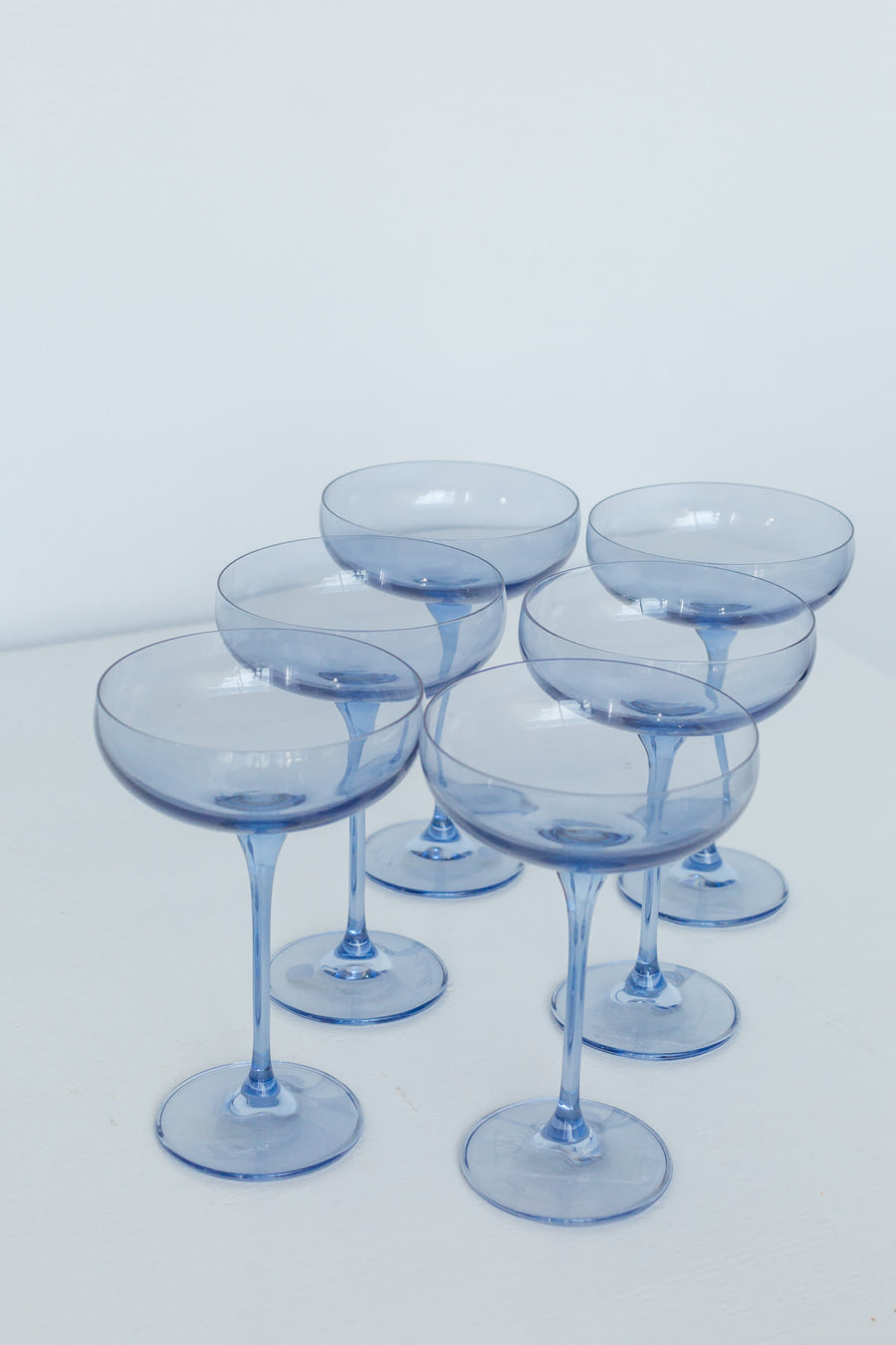 Colored Champagne Coupe Stemware - Set of 6 {Cobalt Blue}.
