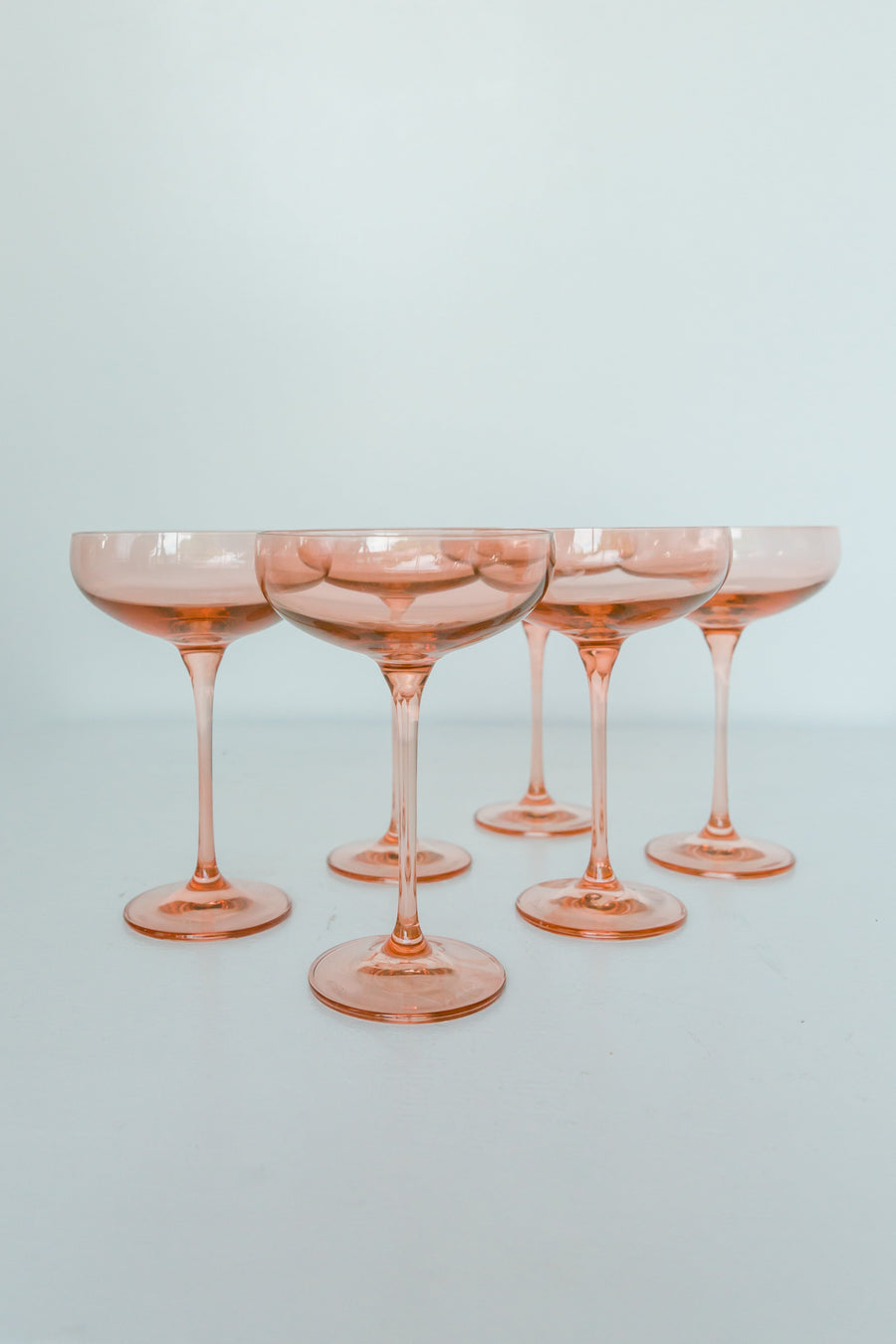 Colored Champagne Coupe Stemware - Set of 6 {Blush Pink}.