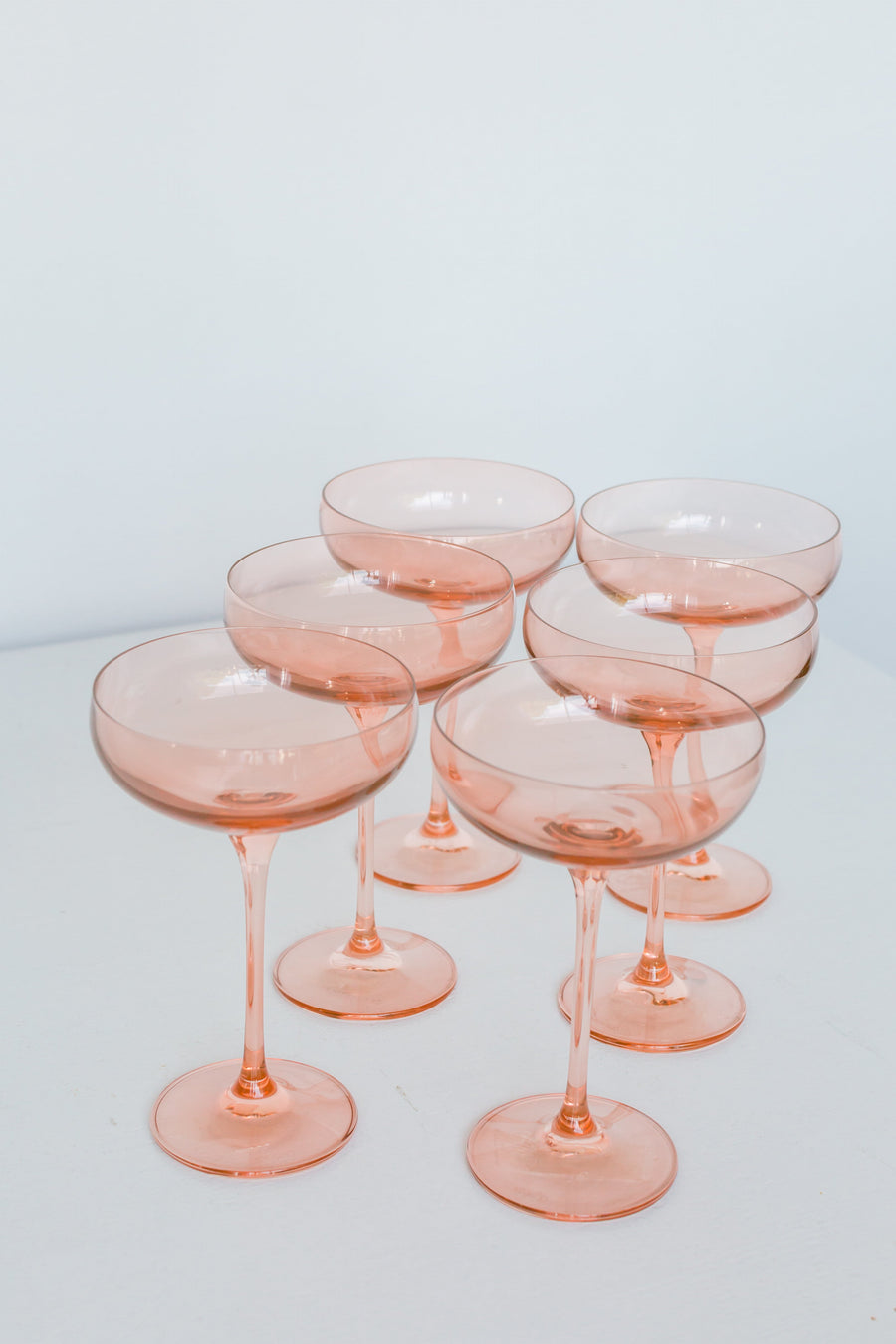 Colored Champagne Coupe Stemware - Set of 6 {Blush Pink}.