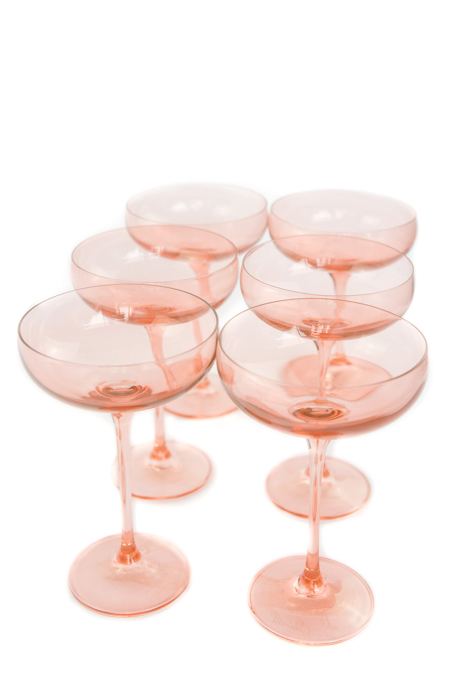 Colored Champagne Coupe Stemware - Set of 6 {Blush Pink}.