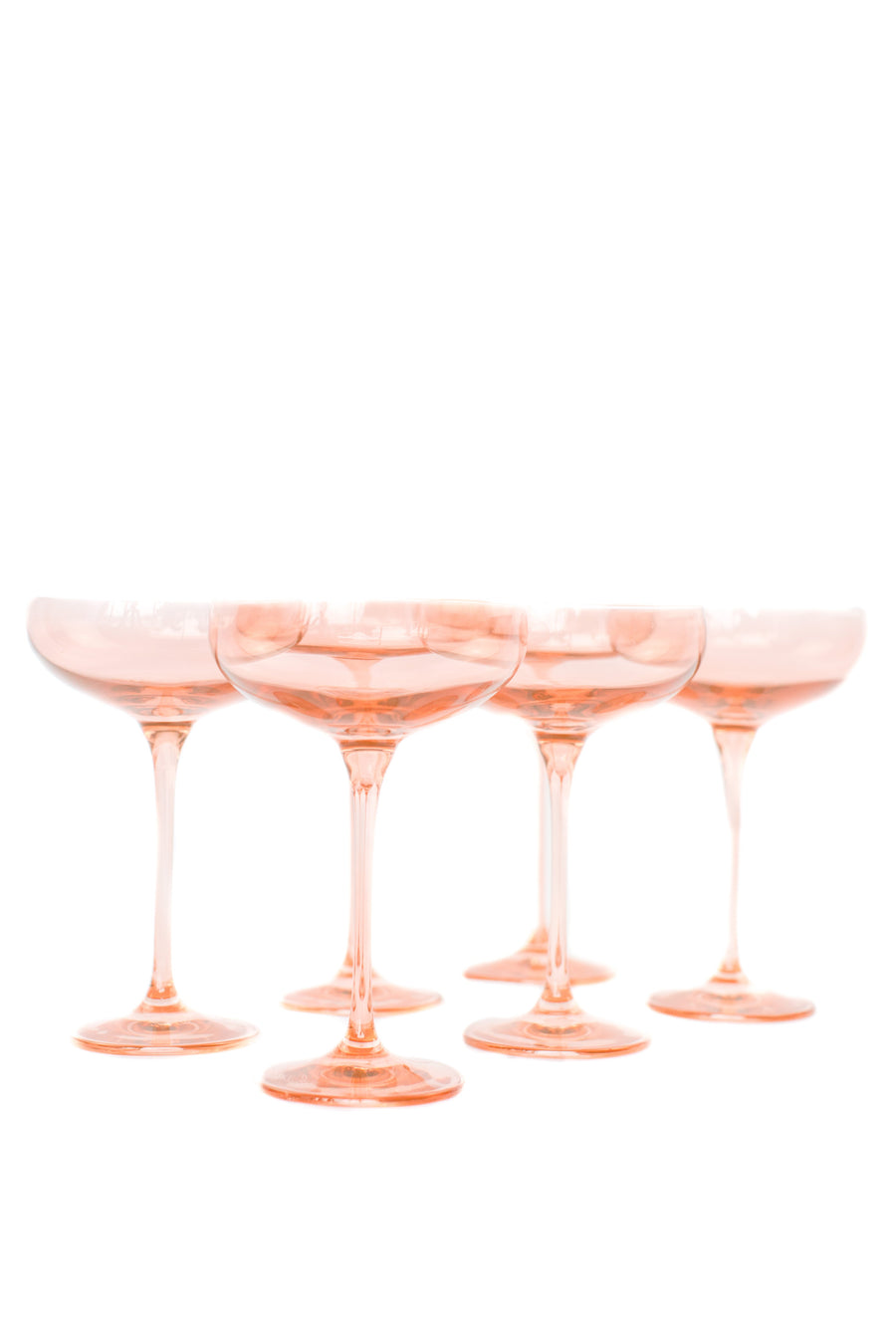 Colored Champagne Coupe Stemware - Set of 6 {Blush Pink}.