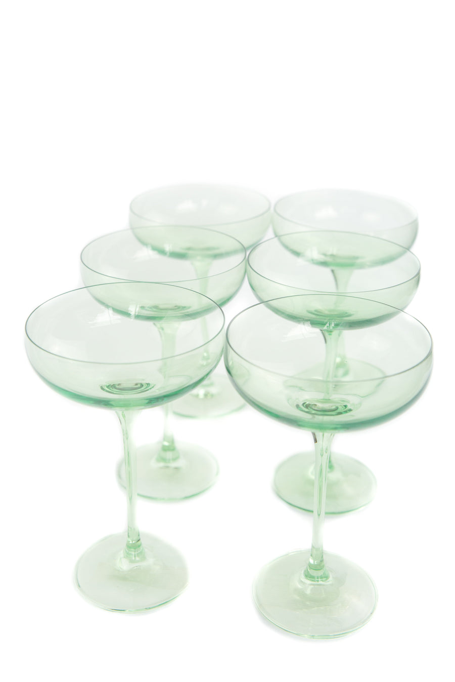 Colored Champagne Coupe Stemware - Set of 6 {Mint Green}.
