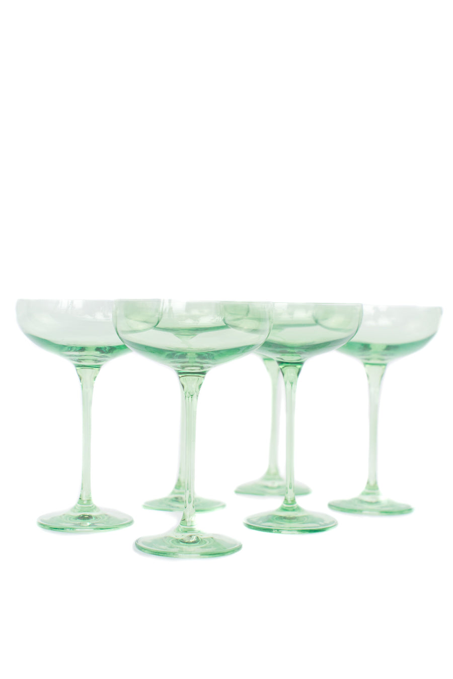 Colored Champagne Coupe Stemware - Set of 6 {Mint Green}.