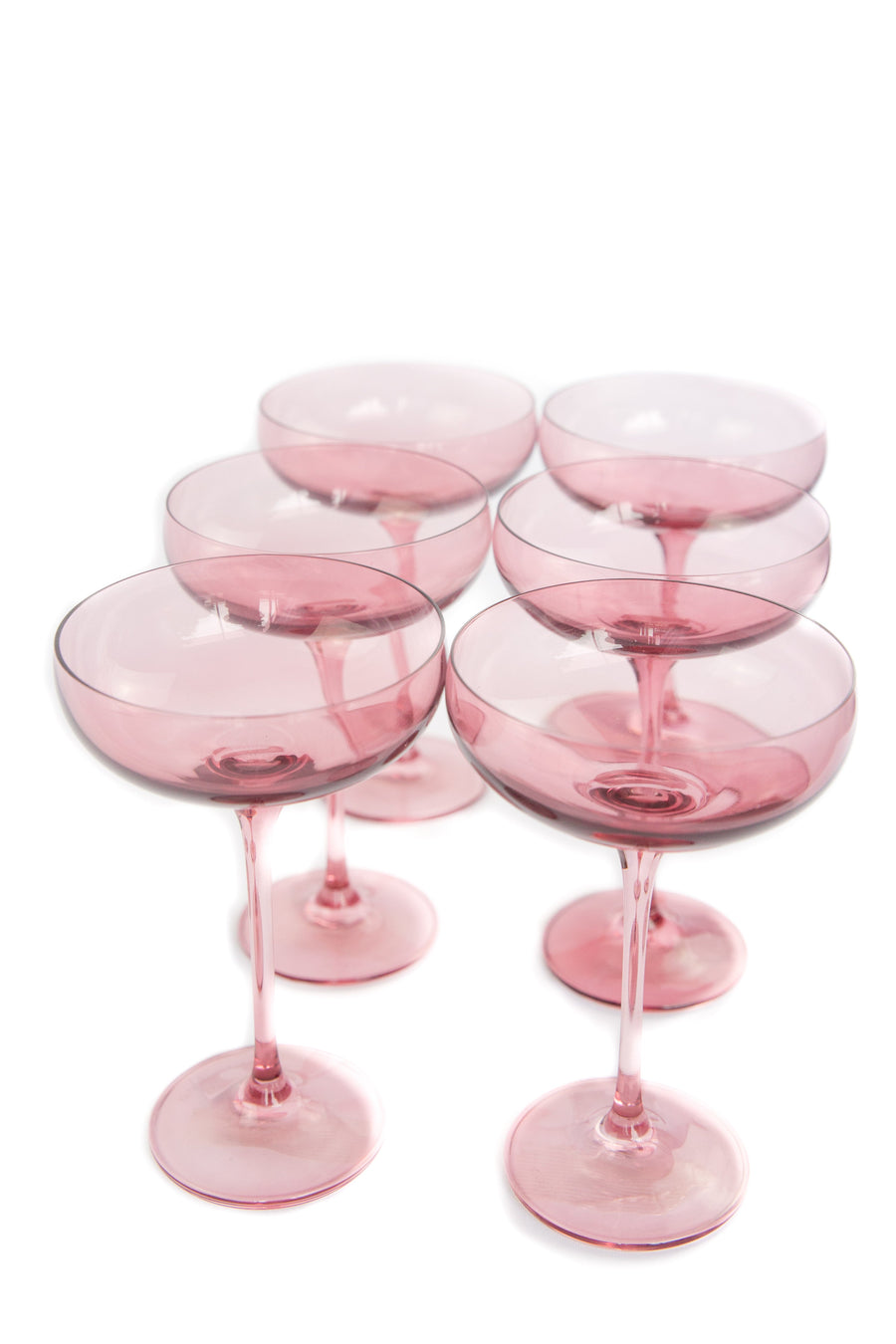 Colored Champagne Coupe Stemware - Set of 6 {Rose}.