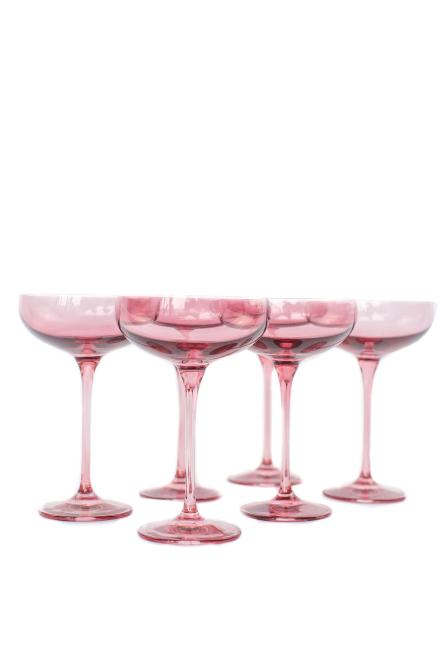 Colored Champagne Coupe Stemware - Set of 6 {Rose}.