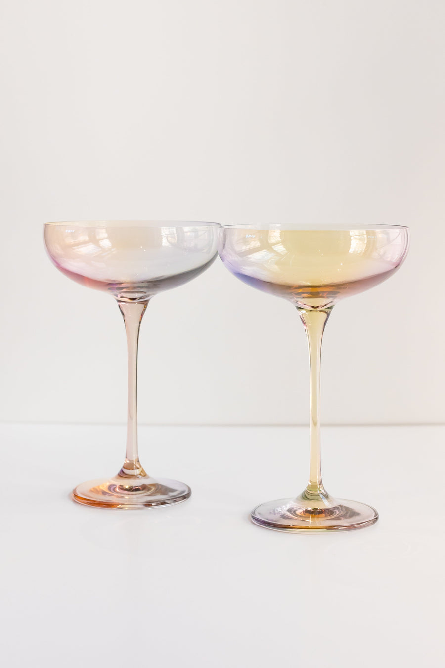 Colored Champagne Coupe Stemware - Set of 2 {Iridescent}.