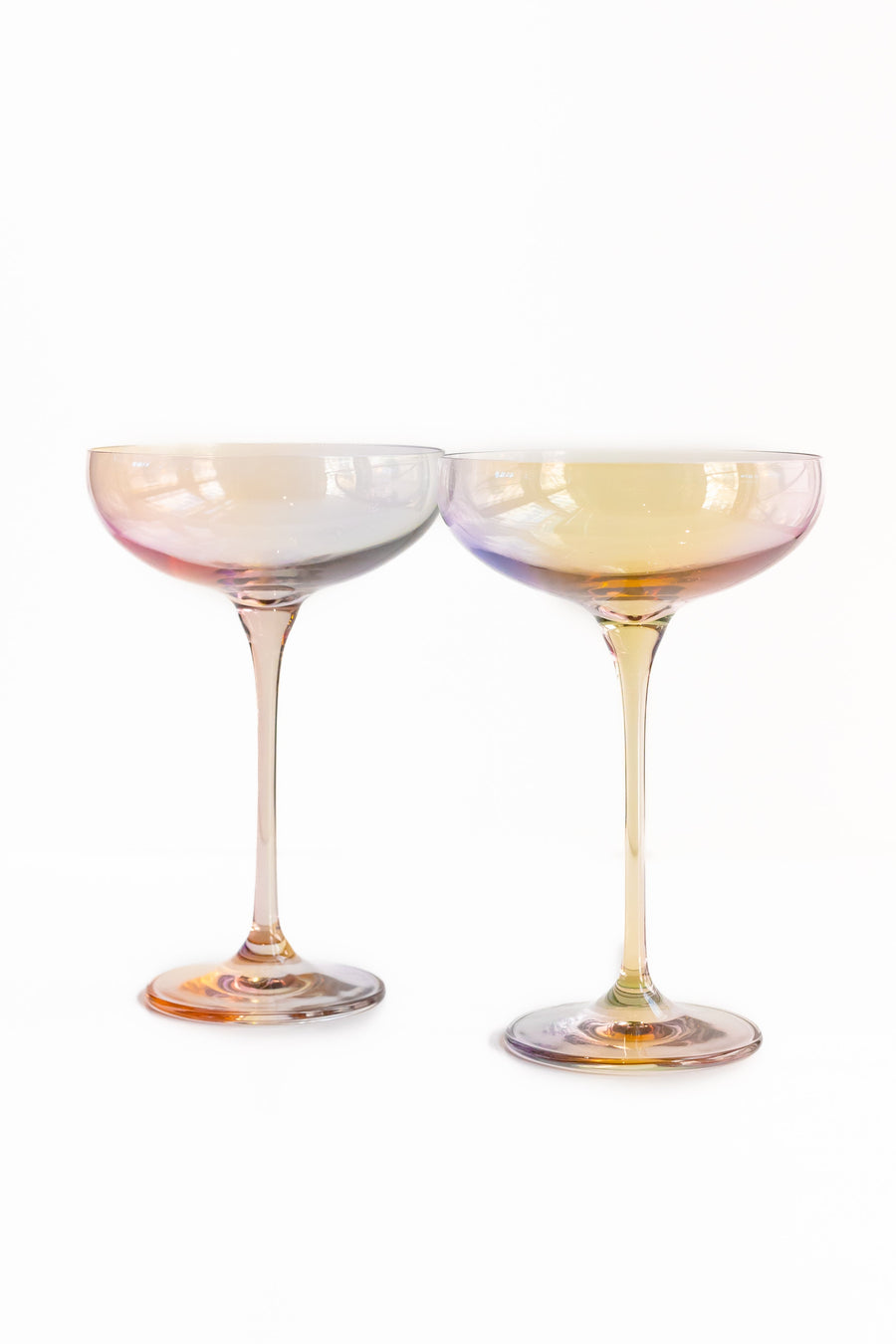 Colored Champagne Coupe Stemware - Set of 2 {Iridescent}.