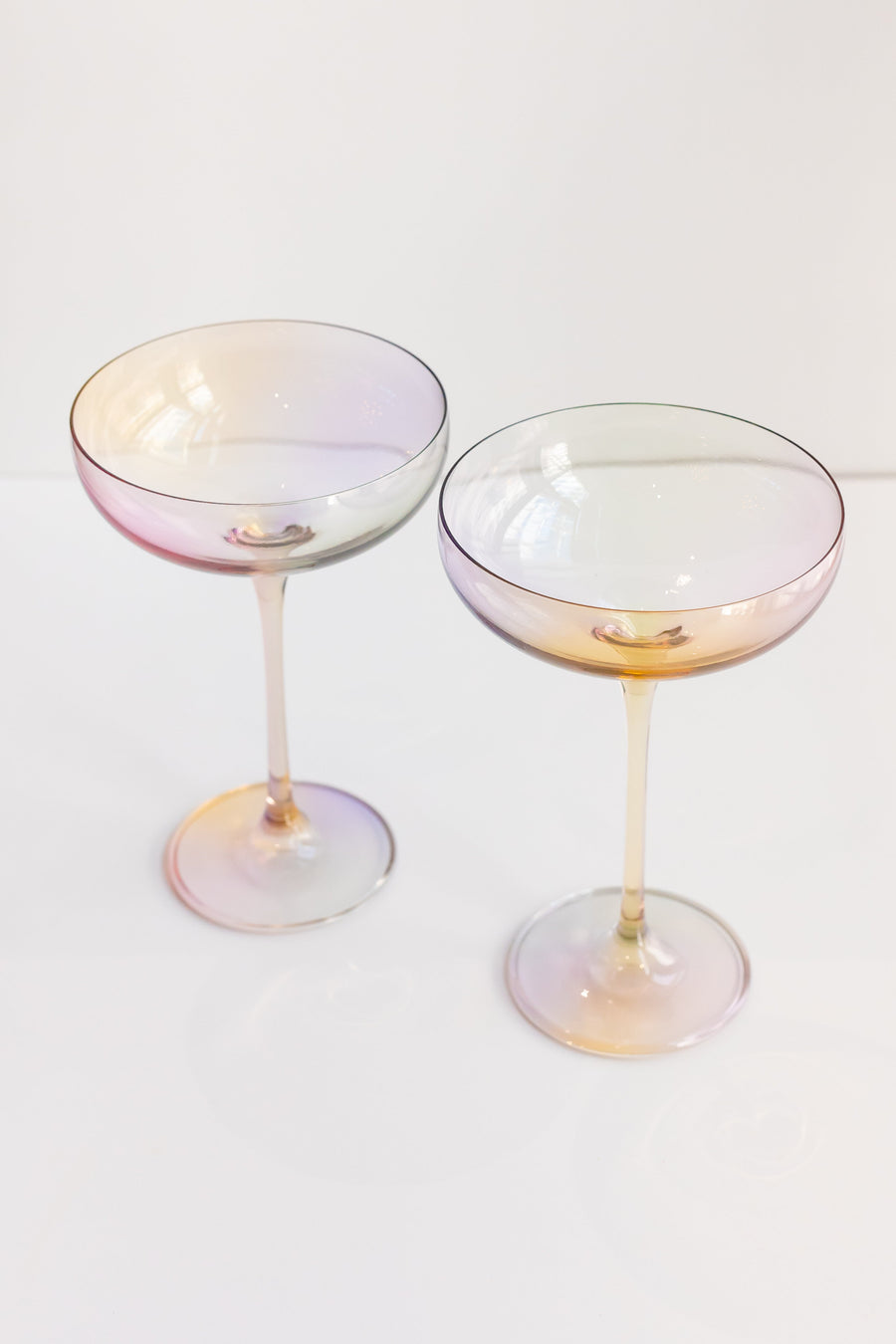 Colored Champagne Coupe Stemware - Set of 2 {Iridescent}.
