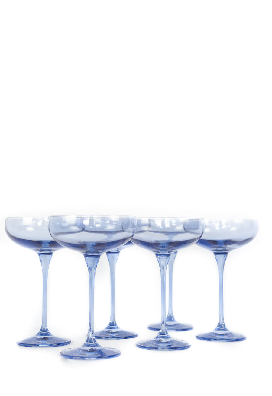Colored Champagne Coupe Stemware - Set of 6 {Cobalt Blue}.