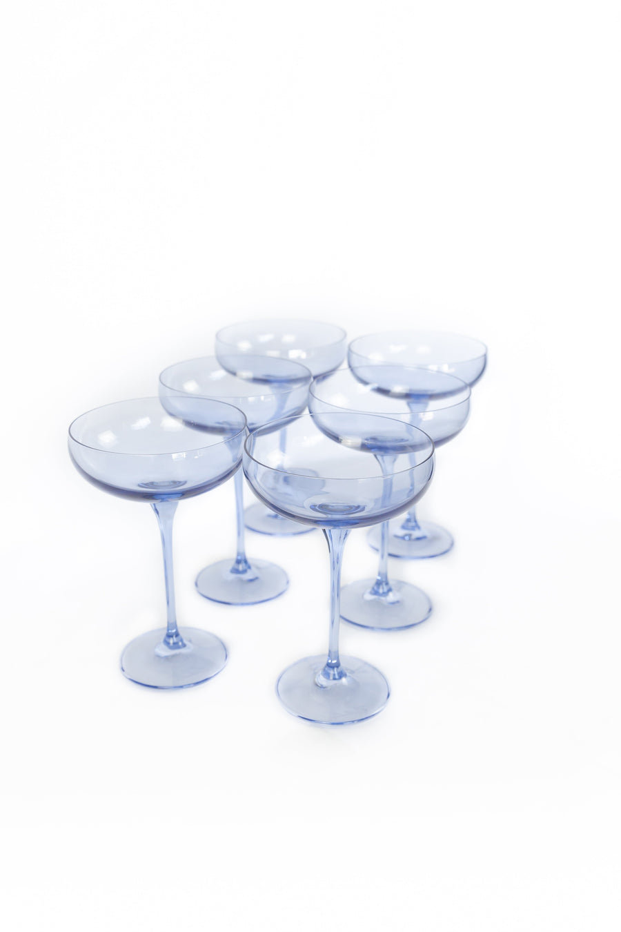Colored Champagne Coupe Stemware - Set of 6 {Cobalt Blue}.