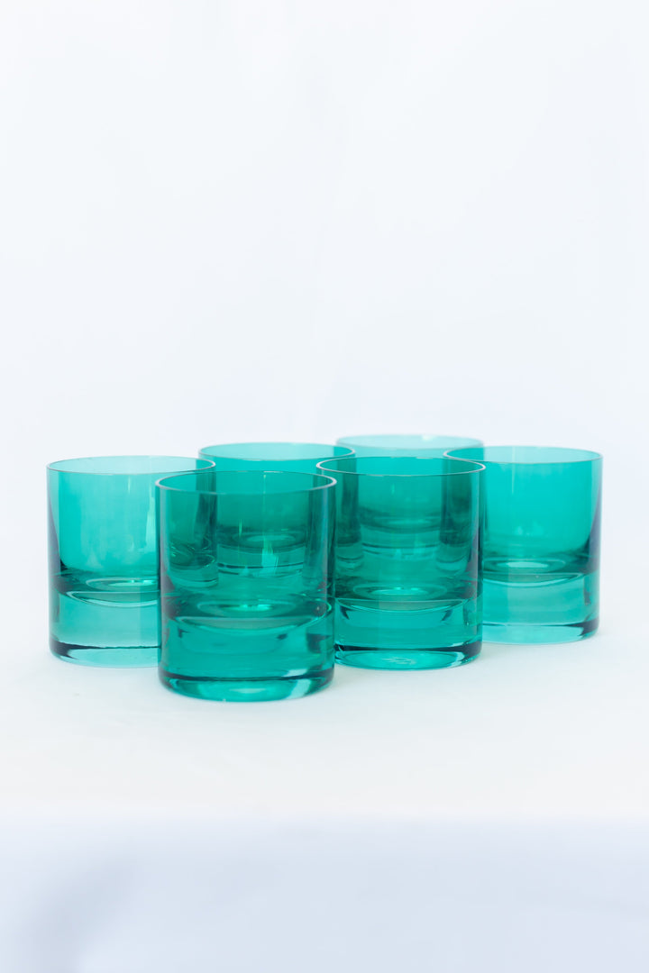 Colored Rocks Glass - Set of 6 {Emerald Green}.