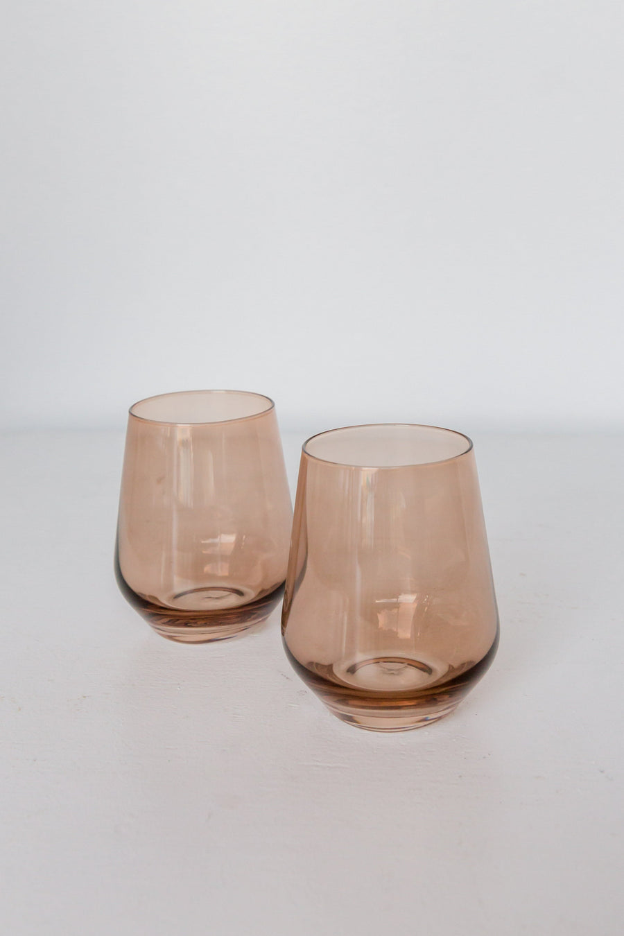 Colored Wine Stemless - Set of 6 {Mocha Mousse (Our Amber Smoke)}.