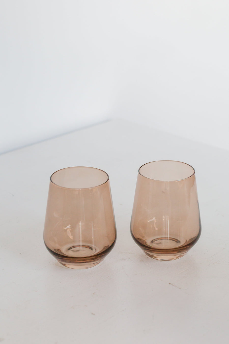 Colored Wine Stemless - Set of 6 {Mocha Mousse (Our Amber Smoke)}.