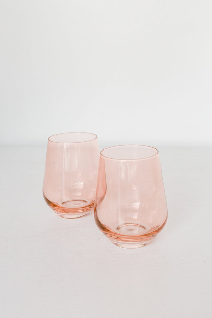 Colored Wine Stemless - Set of 2 {Blush Pink}.