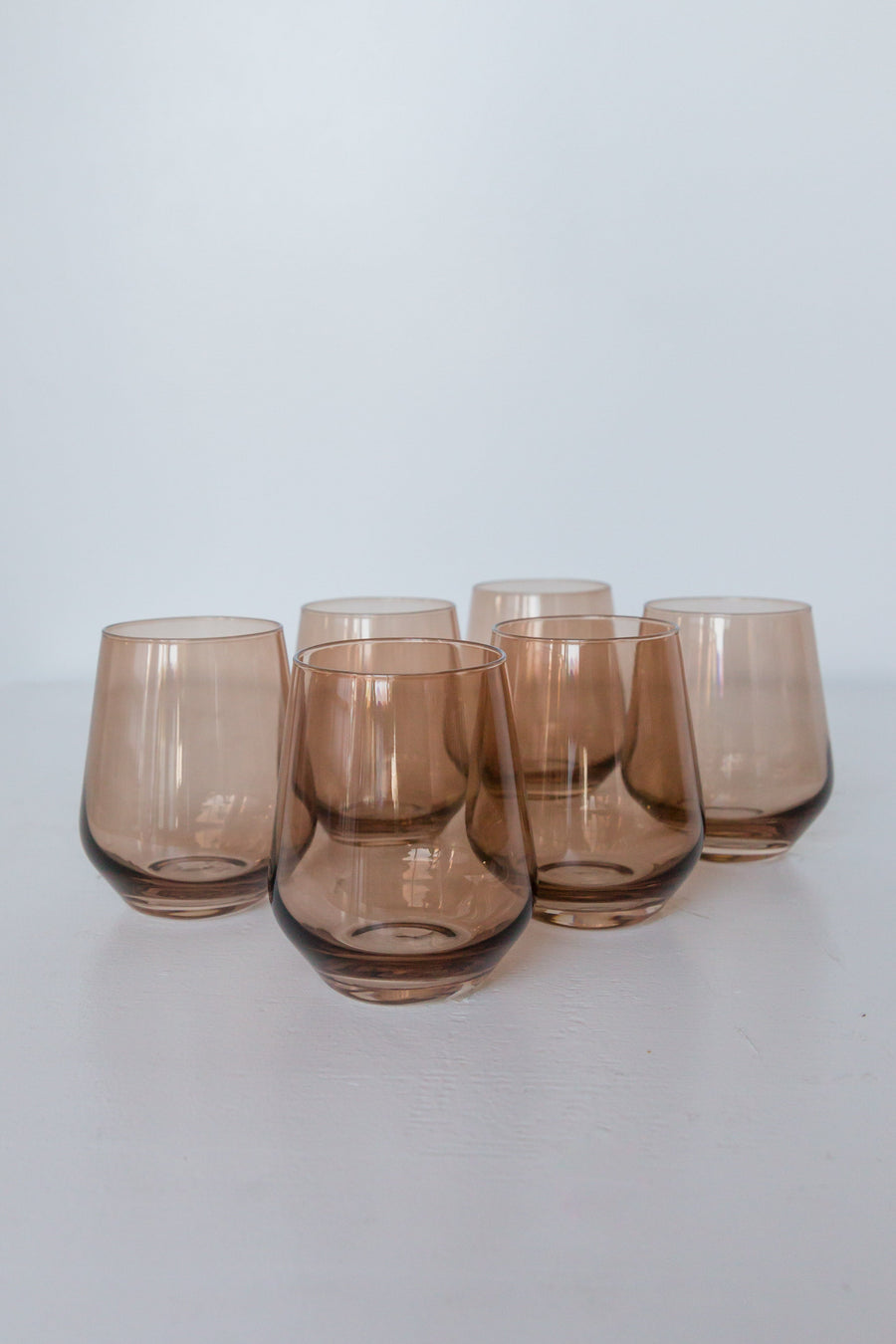 Colored Wine Stemless - Set of 6 {Mocha Mousse (Our Amber Smoke)}.