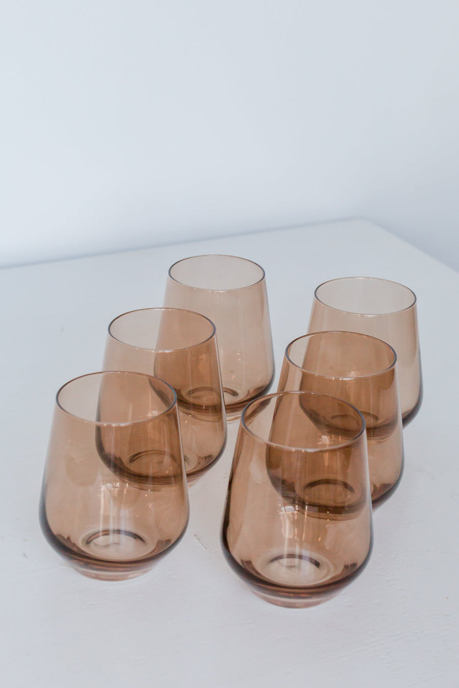 Colored Wine Stemless - Set of 6 {Mocha Mousse (Our Amber Smoke)}.