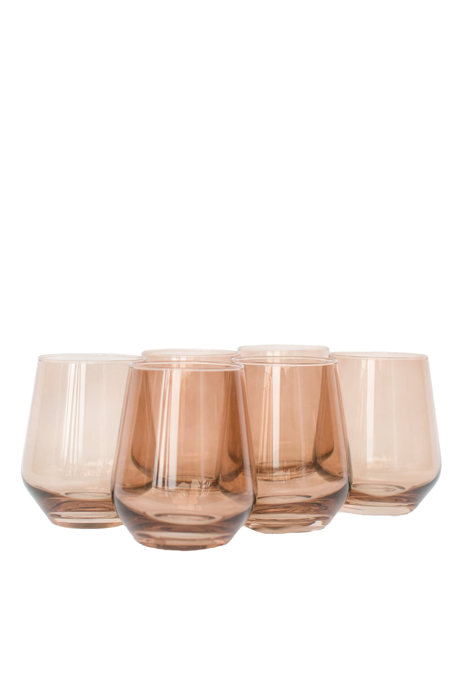 Colored Wine Stemless - Set of 6 {Mocha Mousse (Our Amber Smoke)}.