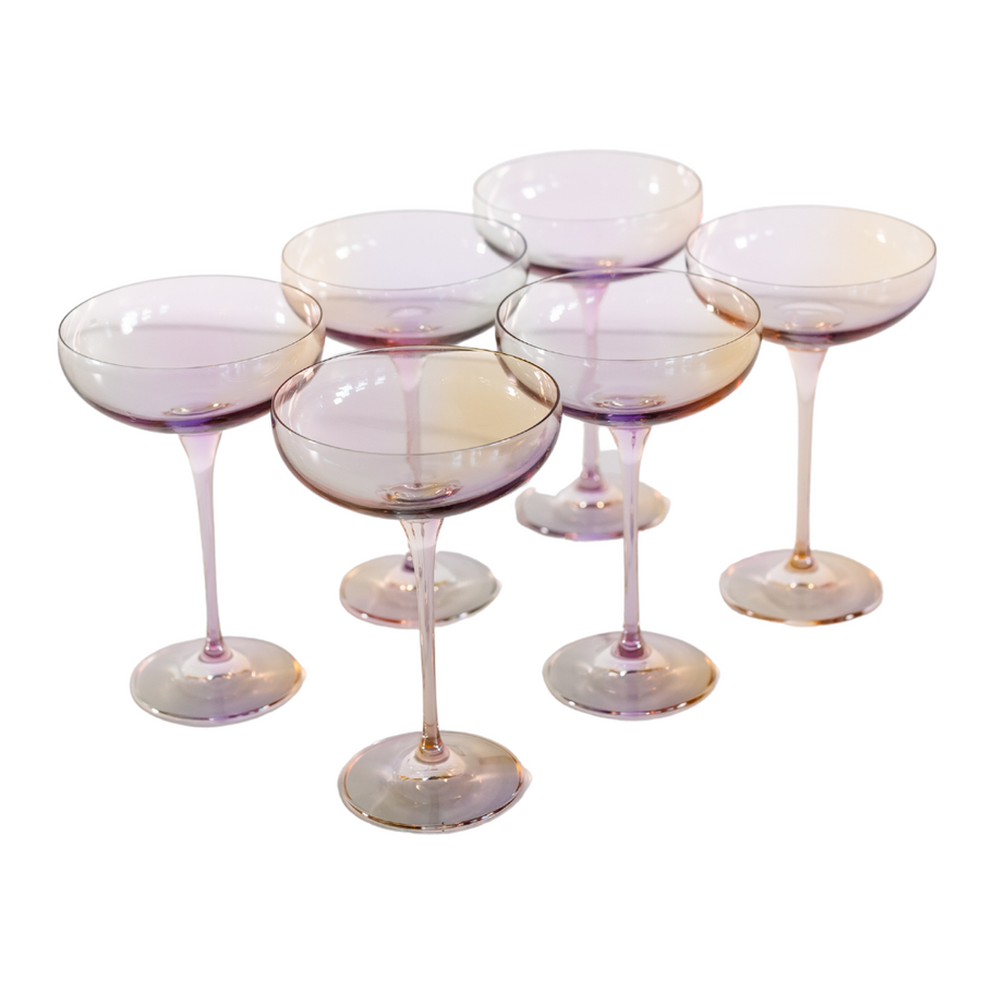 Colored Champagne Coupe Stemware - Set of 6 {Iridescent}.