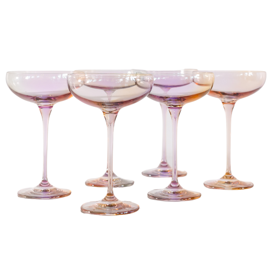 Colored Champagne Coupe Stemware - Set of 6 {Iridescent}.